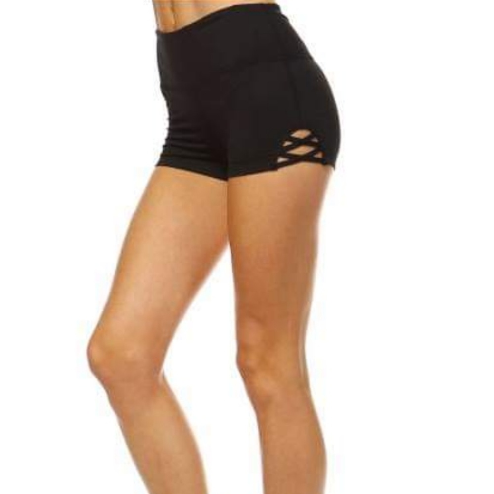 Black gym compression shorts